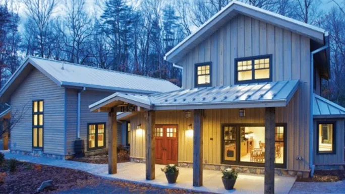 A wooden boardwalk trail through the forest at Walker Nature Center